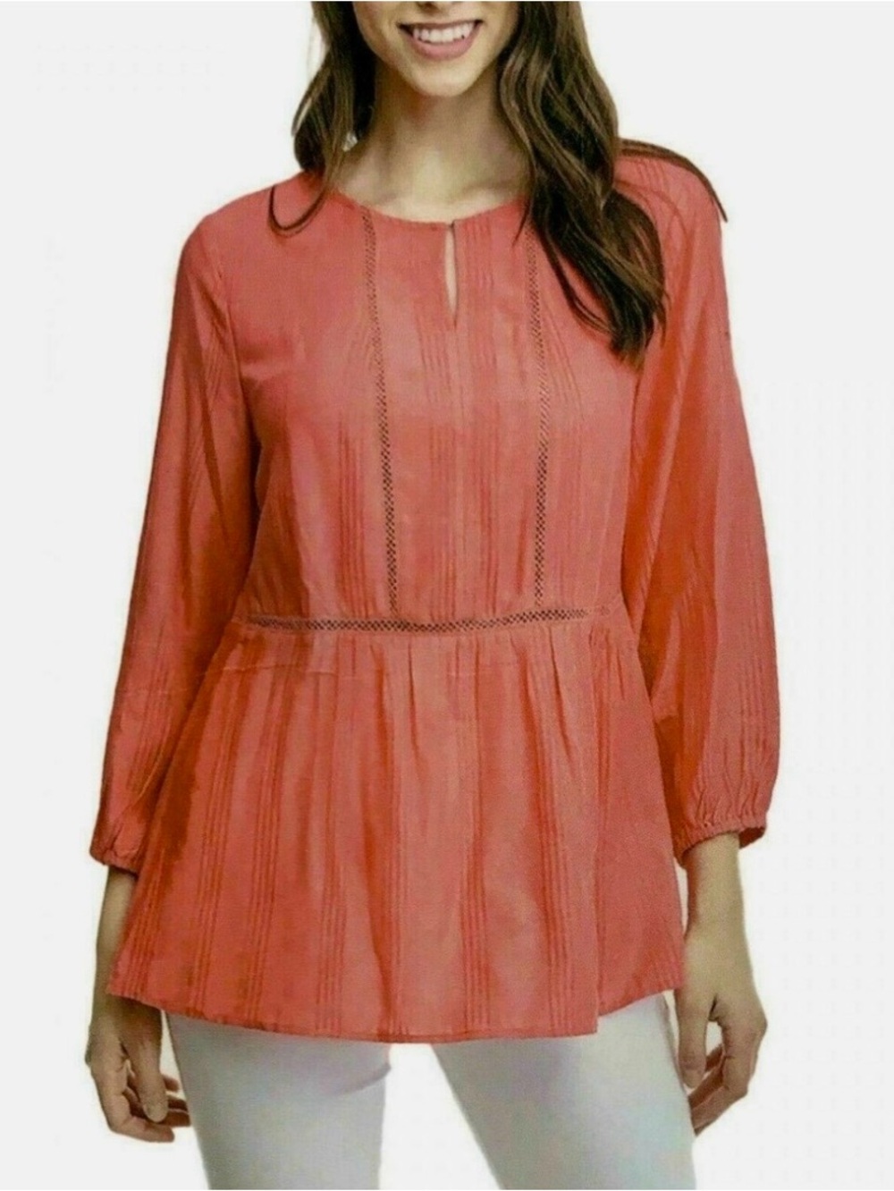Fever 3/4 Sleeve Blouse Crochet Trim Women’s Size XL